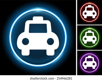 Taxi on Glowing Round Button