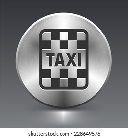 Taxi on Silver Round Button