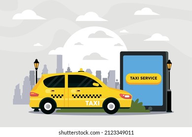 taxi online in tablet device tech