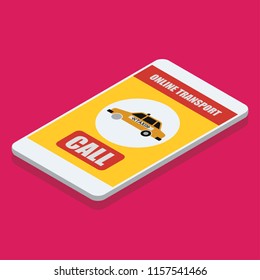 taxi online transport on smartphone application. vector illustration