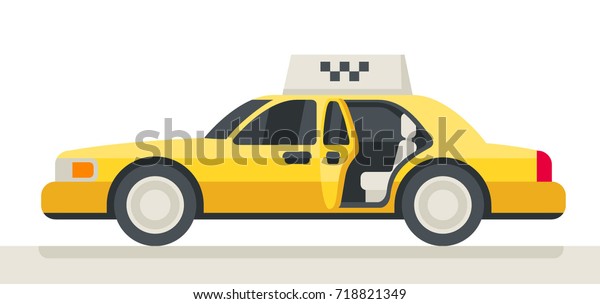 Taxi Open Door Inside Car Yellow Stock Vector Royalty Free 718821349