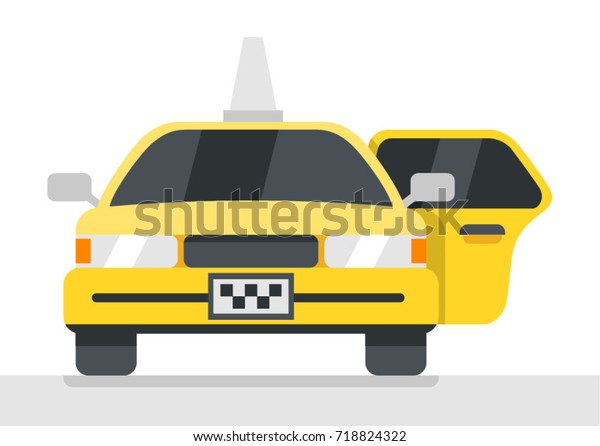 Taxi Open Door Inside Car Yellow Stock Vector Royalty Free 718824322