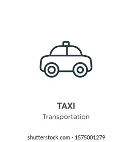 Taxi outline vector icon. Thin line black taxi icon, flat vector simple element illustration from editable transportation concept isolated on white background