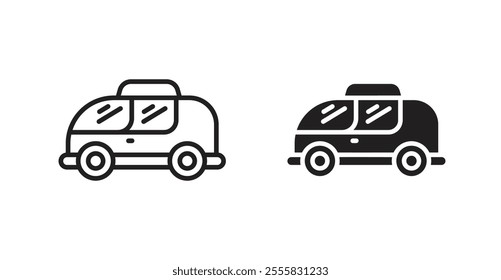 Taxi outlined and solid icon vector collection.