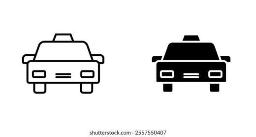 Taxi outlined and solid icon vector collection.