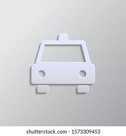 Taxi paper style, vector icon. Grey color vector background