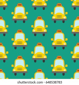 Taxi pattern on the green background. Vector illustration
