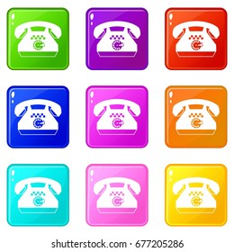 Taxi phone icons of 9 color set isolated vector illustration