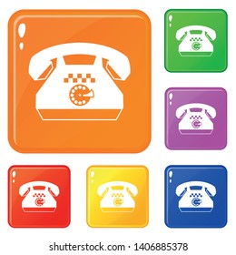 Taxi phone icons set collection vector 6 color isolated on white background