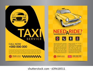 Taxi pickup service design layout templates. A4 call taxi concept flyer. Vector illustration.