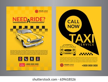 Taxi pickup service design layout templates. A4 call taxi concept flyer. Vector illustration.