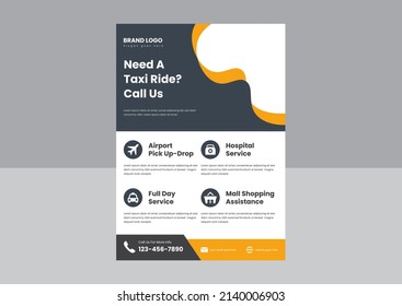 taxi pickup services flyer poster design. taxi service calls us flyer poster design in vector format.