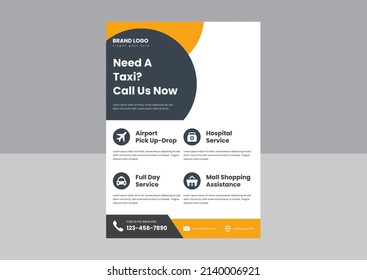 taxi pickup services flyer poster design. taxi service calls us flyer poster design in vector format.