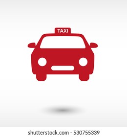 taxi - red  vector icon with shadow