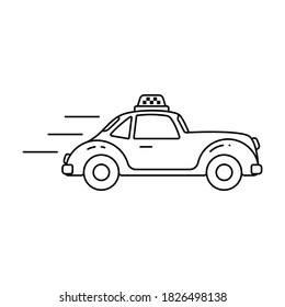 Taxi retro car line icon