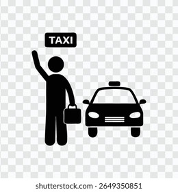 Taxi Ride Icon - Passenger Hailing a Taxi