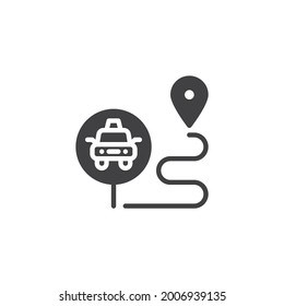Taxi route vector icon. filled flat sign for mobile concept and web design. Taxi order destination glyph icon. Symbol, logo illustration. Vector graphics
