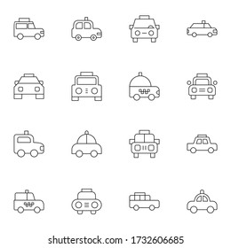 Taxi, sedan outline icon set. Simple taxi, car, vehicle icon sign concept. vector illustration. 
