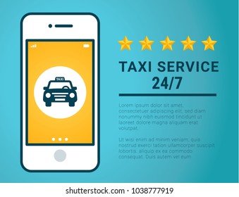 Taxi service application banner template. Yellow taxi icon. Taxi car sign on yellow background. Vector illustration