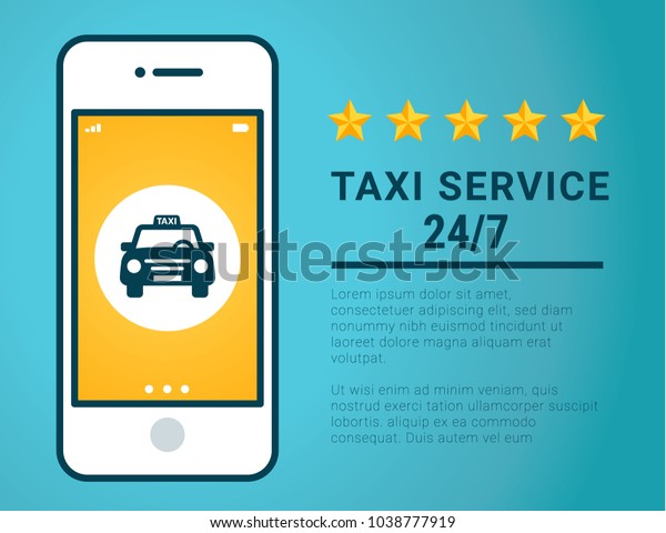 Taxi
service application banner template. Yellow taxi icon. Taxi car
sign on yellow background. Vector
illustration
