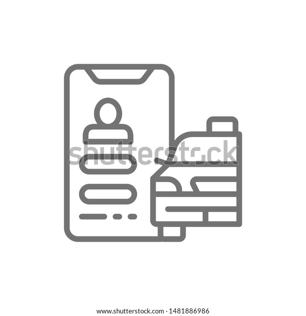 Taxi service application line icon. Isolated\
on white background