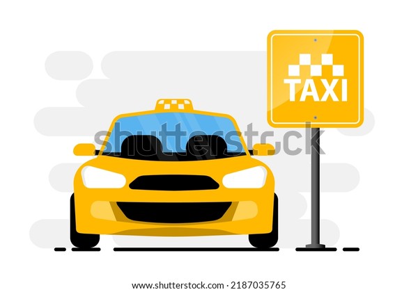 Taxi\
service. Taxi service application on the screenmobile. Online\
ordering taxi car. Smartphone screen with route and points location\
on a city map. Yellow car. Vector\
illustration
