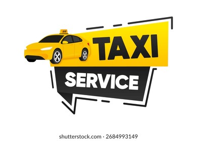 Crachá do Serviço de Táxi. Ponteiro do mapa de táxi. Usando um aplicativo para pedir um táxi em uma rua da cidade com telefone celular. Marcador de localização. Ilustração vetorial.