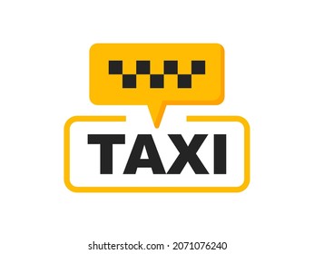 Taxi service badge. Taxi sign. Yellow sticker of taxi calling service. 24 hour service. Vector illustration.