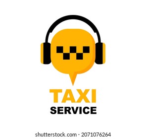 Taxi service badge. Taxi sign. Yellow sticker of taxi calling service. 24 hour service. Vector illustration.