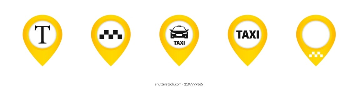 Taxi service banners. Taxi service badges. Taxi service icon collection. Taxi location pointers. Vector graphic EPS 10
