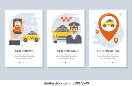 Taxi service banners, flat design