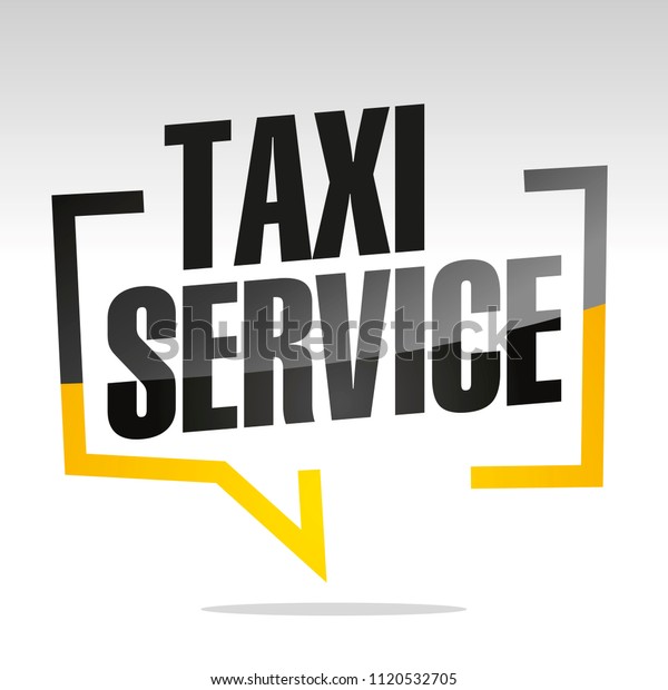 Taxi service in brackets speech black yellow white\
isolated sticker icon