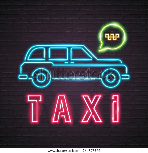 Taxi
Service Call Neon Light Glowing Illustration Red and Blue Green
Colour. Light Advertising Night of the
Symbol