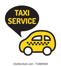 Taxi service. Car icon with speech bubble. Logo vector illustration on white background. Business concept.
