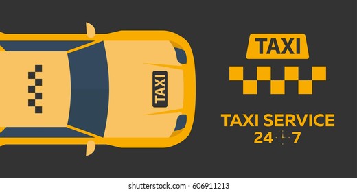 Taxi service. Taxi car. Vector flat illustration