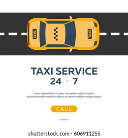 Taxi service. Taxi car. Vector flat illustration