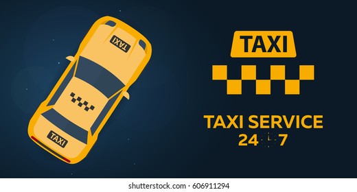 Taxi service. Taxi car. Vector flat illustration