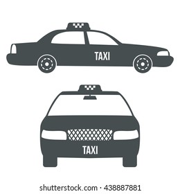 Taxi service car. Car vector isolated sign. Car logo, badge, emblem and design element logotype. Taxi template. Vector. Black illustration on white background