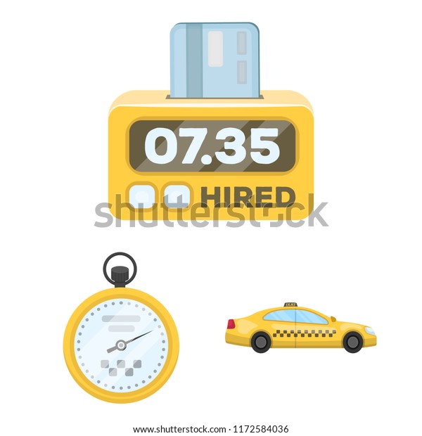 Taxi\
service cartoon icons in set collection for design. Taxi driver and\
transport vector symbol stock web\
illustration.