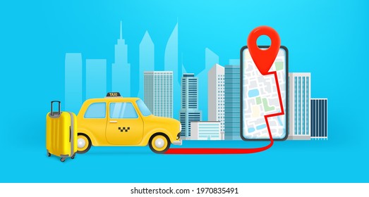 Taxi service concept. Mobile application to get a taxi