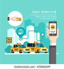 Taxi service concept. Vector illustration.