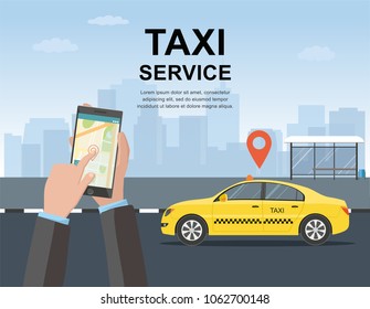 Taxi service concept. Vector web template. illustration.