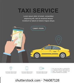 Taxi service concept. Vector web page, background template. illustration.