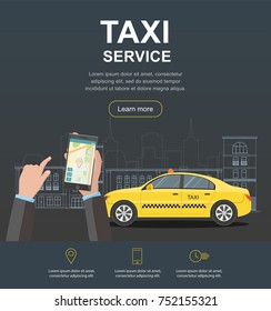 Taxi service concept. Vector web page, background template. illustration.