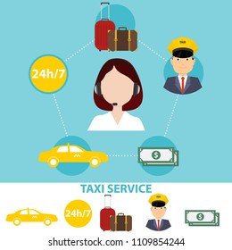 Taxi service. Taxi. Flat design, vector illustration, vector.