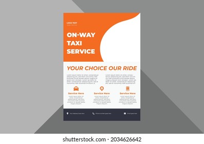 taxi service flyer design template. taxi cab poster leaflet design template. a4 template, brochure design, cover, flyer, poster, print-ready