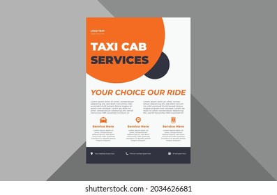 taxi service flyer design template. taxi cab poster leaflet design template. a4 template, brochure design, cover, flyer, poster, print-ready