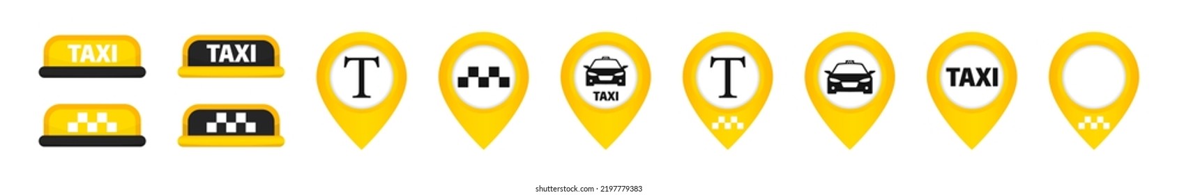Taxi service icon collection. Taxi location pointers. Taxi service banners. Vector graphic EPS 10