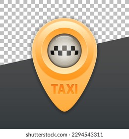 Taxi service icon. Map pin with cheker. Vector illustration