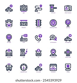 Taxi Service icon pack for your website, mobile, presentation, and logo design. Taxi Service icon dual tone design. Vector graphics illustration and editable stroke.